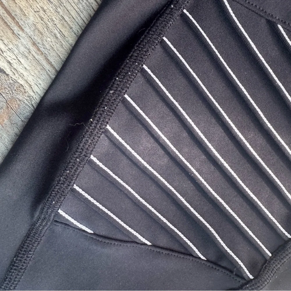 ALO Yoga Black Moto Leggings with Striped Detail